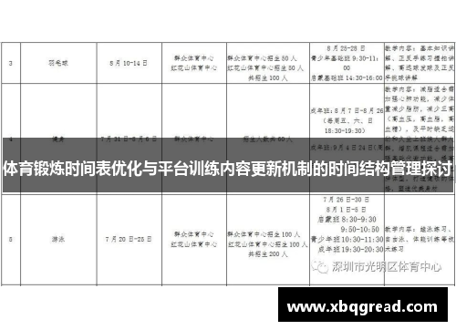 体育锻炼时间表优化与平台训练内容更新机制的时间结构管理探讨
